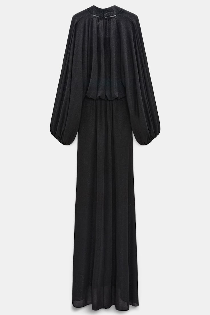 Dorothee Schumacher Bodenlanges Kleid aus Lurex-Jersey vinyl black Product Detail View