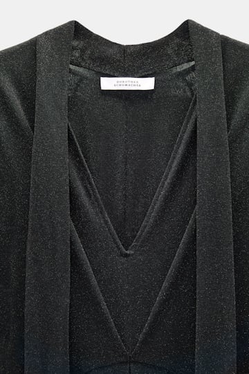 Dorothee Schumacher Bodenlanges Kleid aus Lurex-Jersey vinyl black Product Detail View