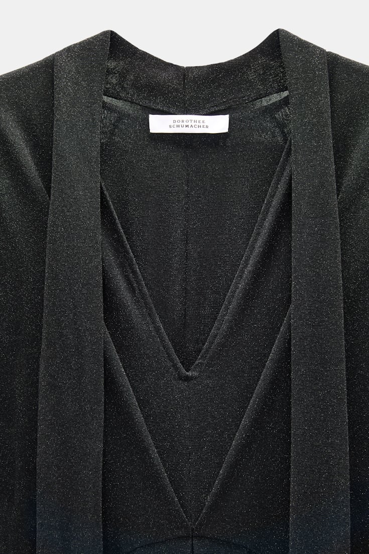 Dorothee Schumacher Bodenlanges Kleid aus Lurex-Jersey vinyl black Product Detail View