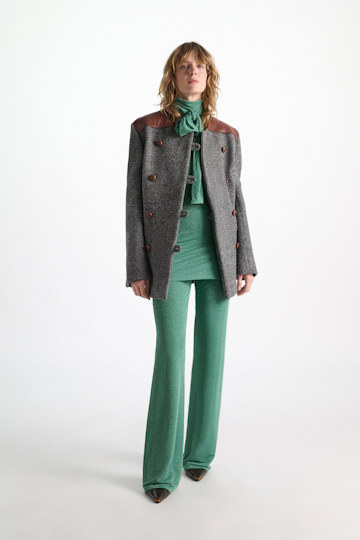 Dorothee Schumacher Hose aus Lurex-Jersey emerald Model Front View