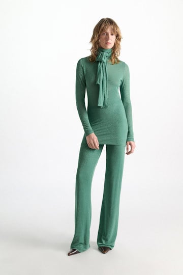 Dorothee Schumacher Lurex-jersey pants emerald Model Detail View
