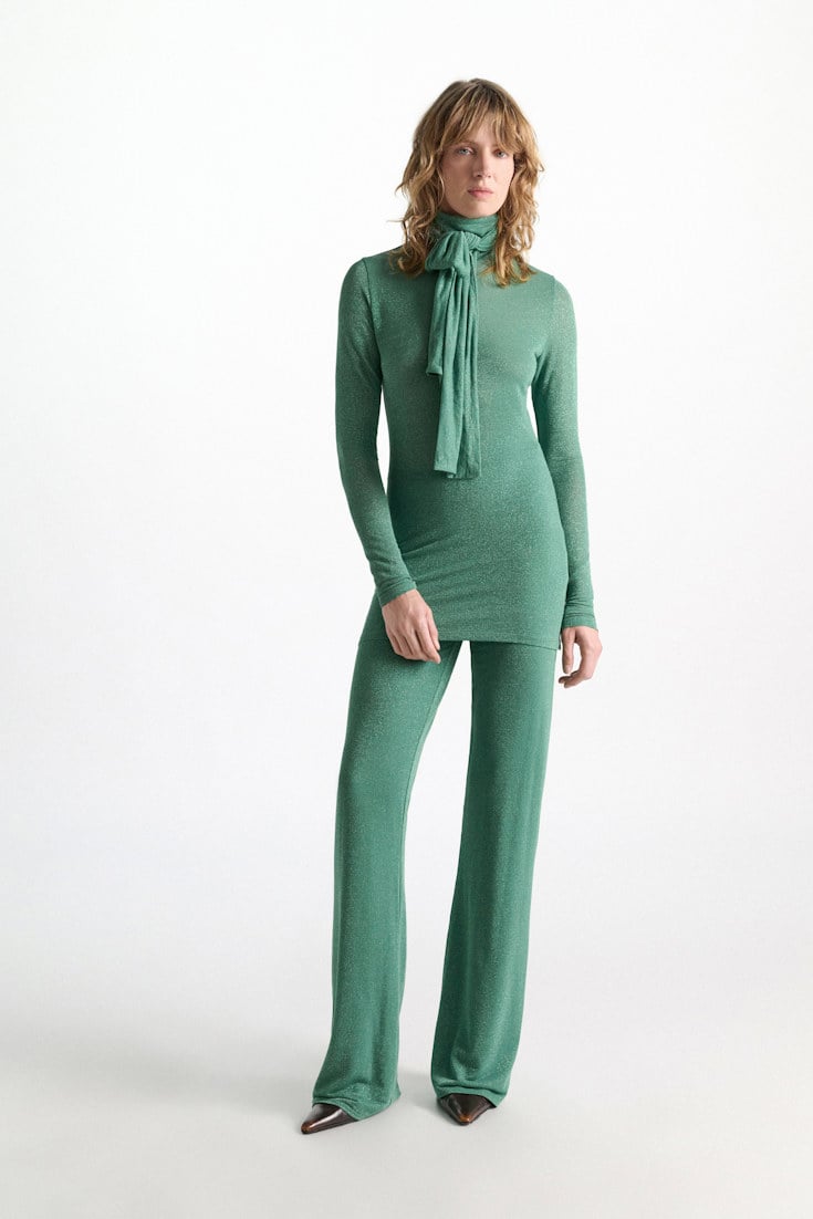 Dorothee Schumacher Hose aus Lurex-Jersey emerald Model Detail View