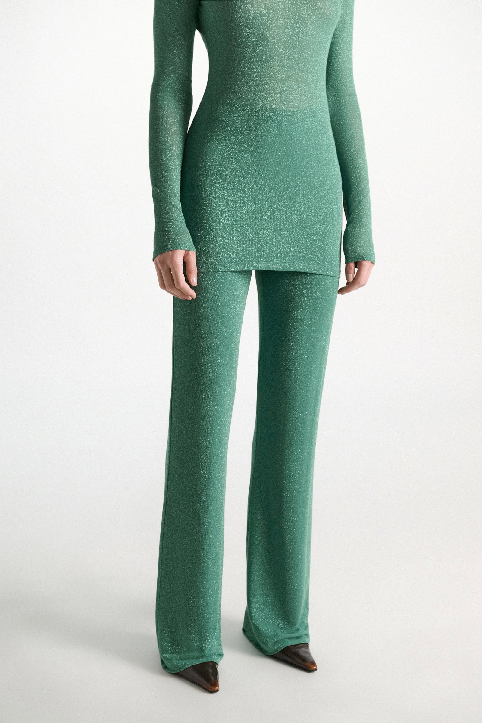 Dorothee Schumacher Hose aus Lurex-Jersey emerald Model Detail View