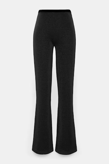 Dorothee Schumacher Lurex-jersey pants vinyl black Product Front View