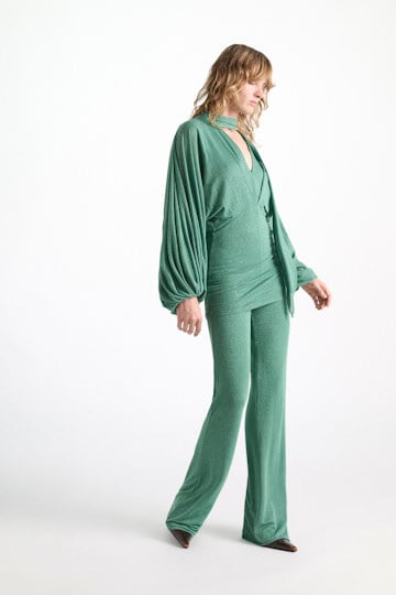 Dorothee Schumacher Tunika-Bluse aus Lurex-Jersey emerald Model Detail View