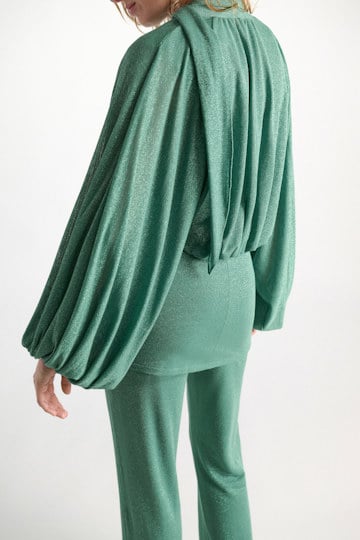 Dorothee Schumacher Tunika-Bluse aus Lurex-Jersey emerald Model Detail View