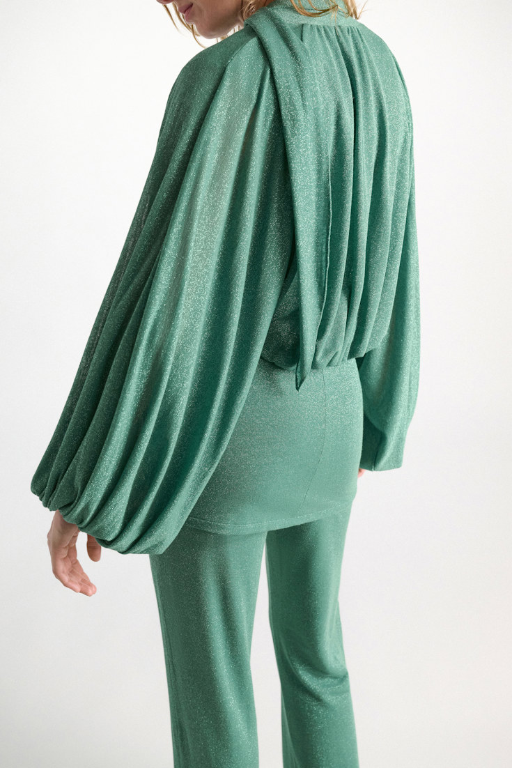 Dorothee Schumacher Tunika-Bluse aus Lurex-Jersey emerald Model Detail View