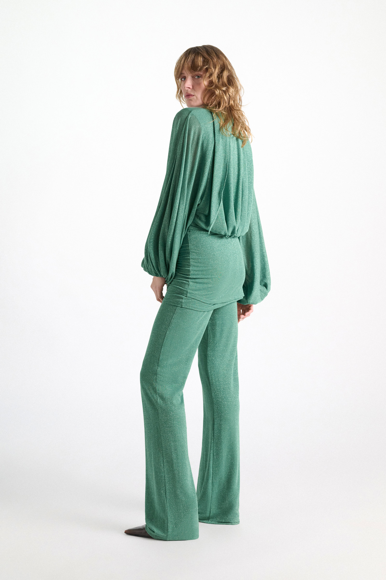 Dorothee Schumacher Tunika-Bluse aus Lurex-Jersey emerald Model Detail View