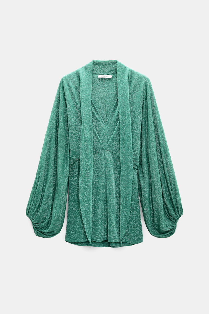 Dorothee Schumacher Tunika-Bluse aus Lurex-Jersey emerald Product Front View