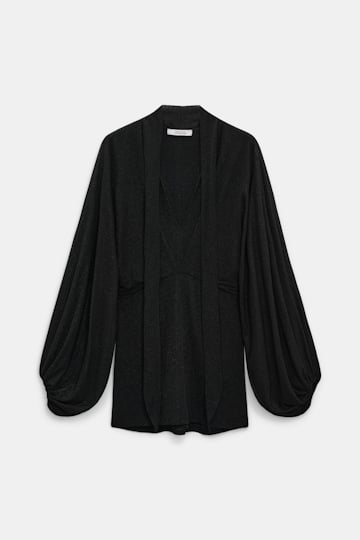 Dorothee Schumacher Tunika-Bluse aus Lurex-Jersey vinyl black Product Front View