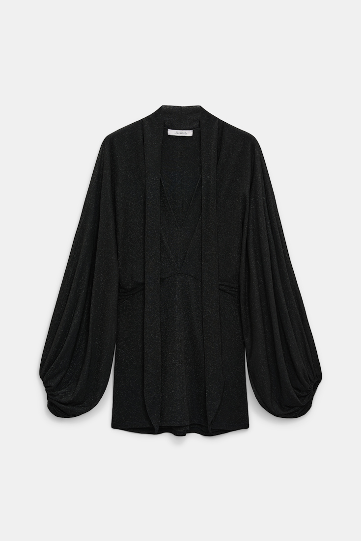 Dorothee Schumacher Tunika-Bluse aus Lurex-Jersey vinyl black Product Front View