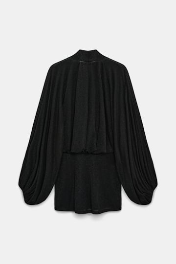 Dorothee Schumacher Tunika-Bluse aus Lurex-Jersey vinyl black Product Detail View
