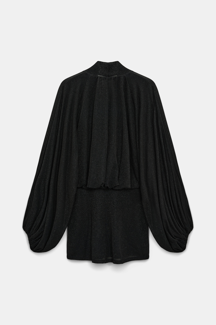 Dorothee Schumacher Tunika-Bluse aus Lurex-Jersey vinyl black Product Detail View