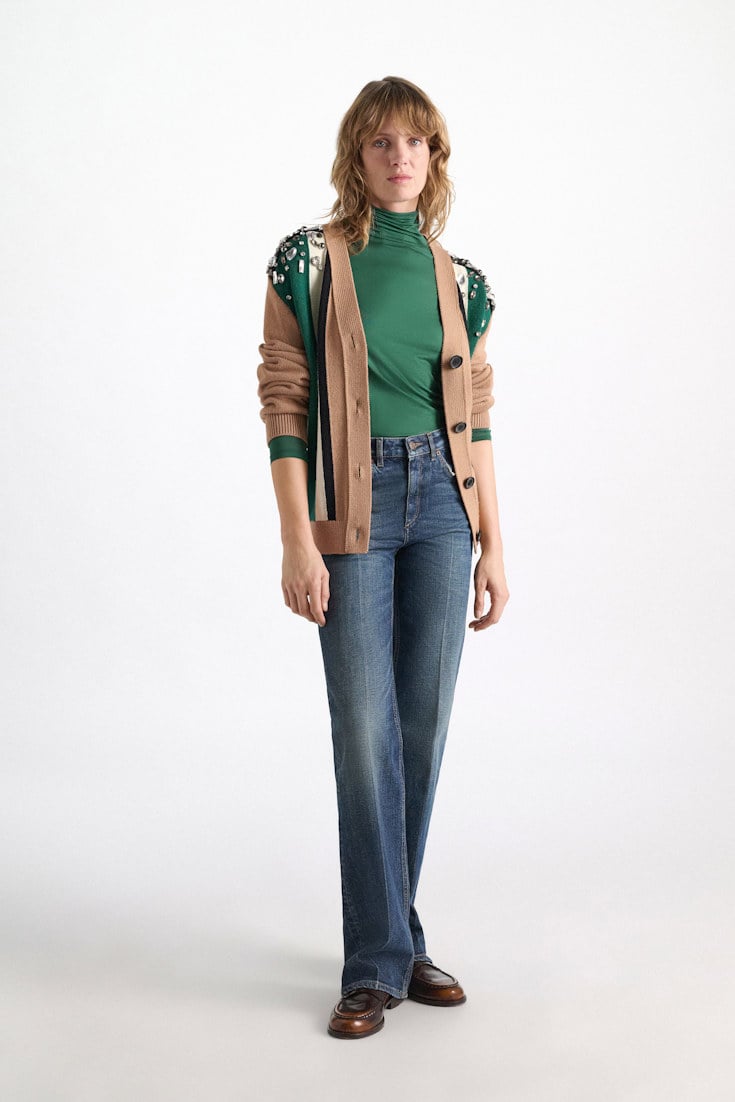 Dorothee Schumacher Glänzender Rollkragen mit langem Arm emerald Model Front View