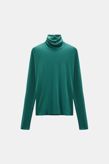 Dorothee Schumacher Glänzender Rollkragen mit langem Arm emerald Product Front View