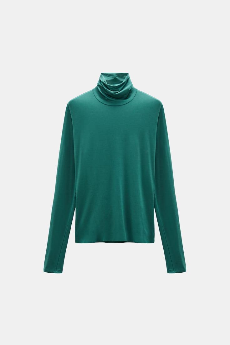 Dorothee Schumacher Glänzender Rollkragen mit langem Arm emerald Product Front View