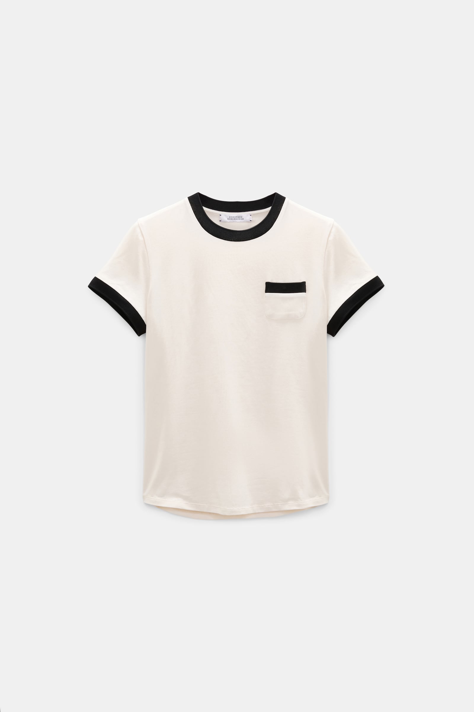 Dorothee Schumacher Baby-T-Shirt mit Kontrastbündchen canvas white Product Front View