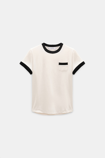 Dorothee Schumacher Baby-T-Shirt mit Kontrastbündchen canvas white Product Front View