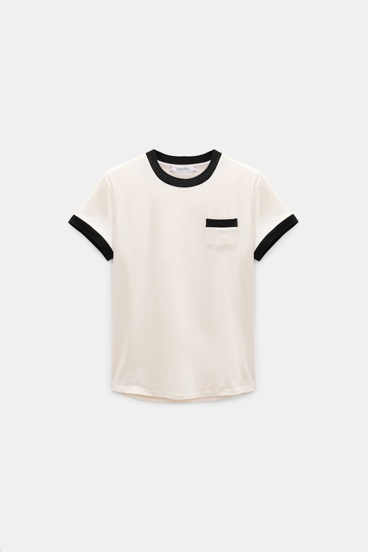 Dorothee Schumacher Baby-T-Shirt mit Kontrastbündchen canvas white Product Front View