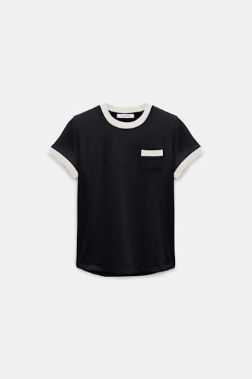 Dorothee Schumacher Baby-T-Shirt mit Kontrastbündchen vinyl black Product Front View