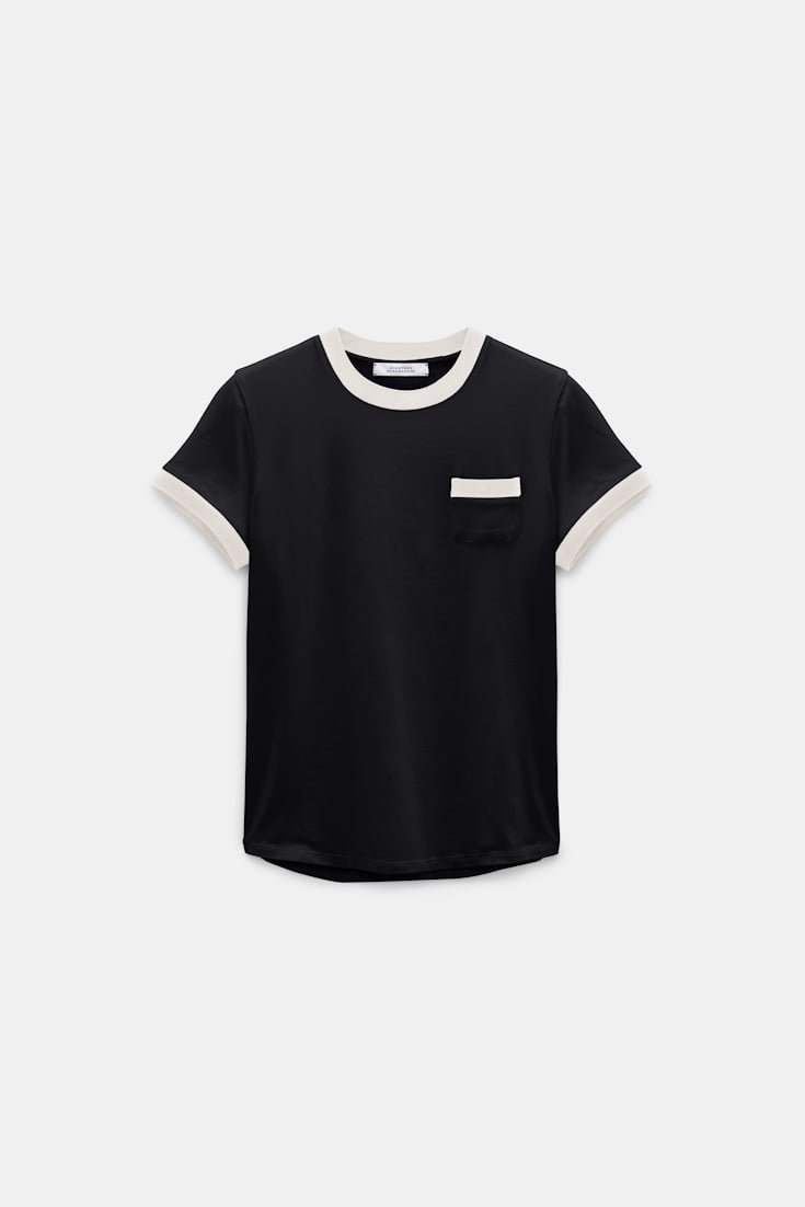 Dorothee Schumacher Baby-T-Shirt mit Kontrastbündchen vinyl black Product Front View