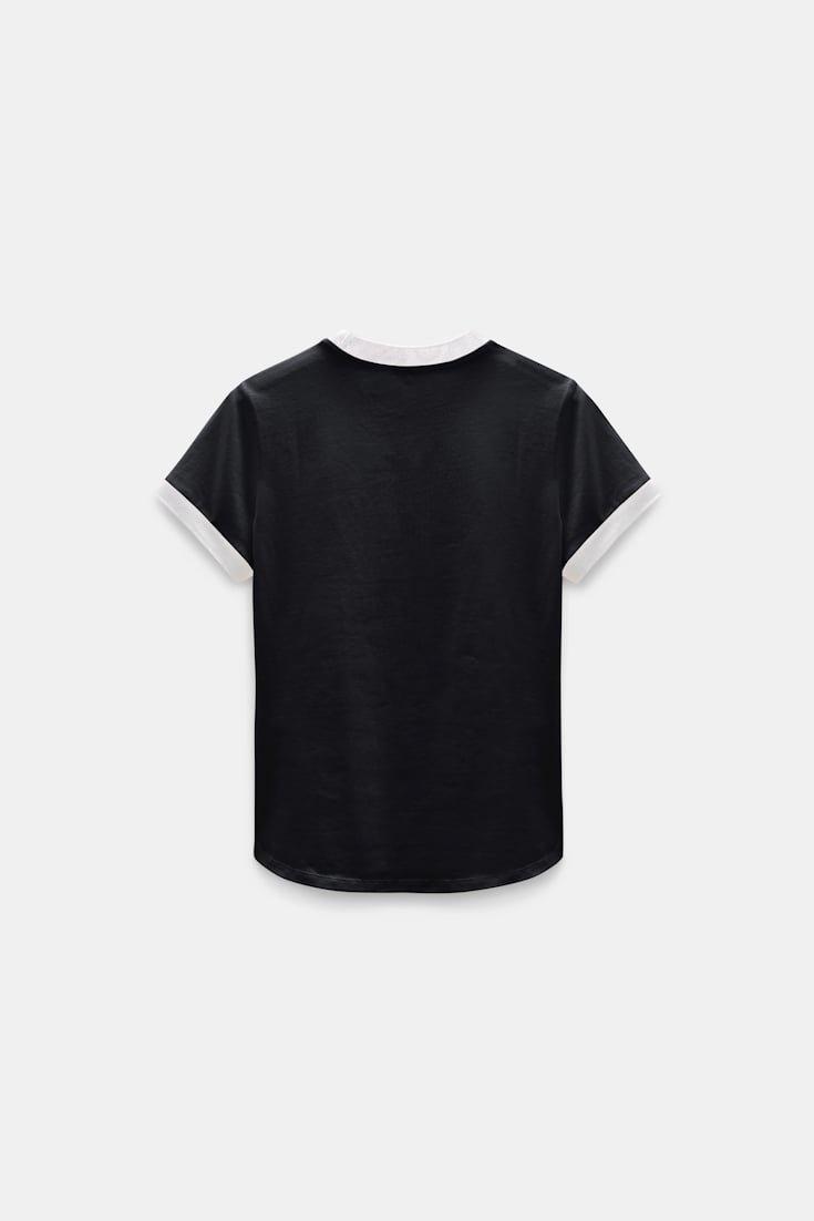 Dorothee Schumacher Baby-T-Shirt mit Kontrastbündchen vinyl black Product Detail View