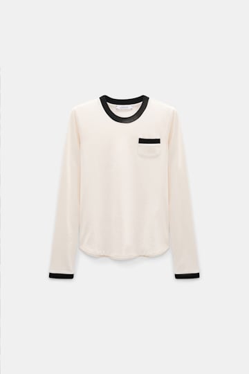 Dorothee Schumacher Longsleeve mit Kontrastbündchen canvas white Product Front View