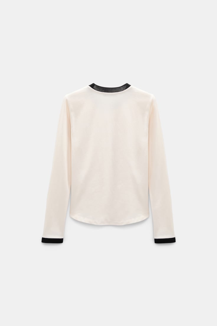 Dorothee Schumacher Longsleeve mit Kontrastbündchen canvas white Product Detail View