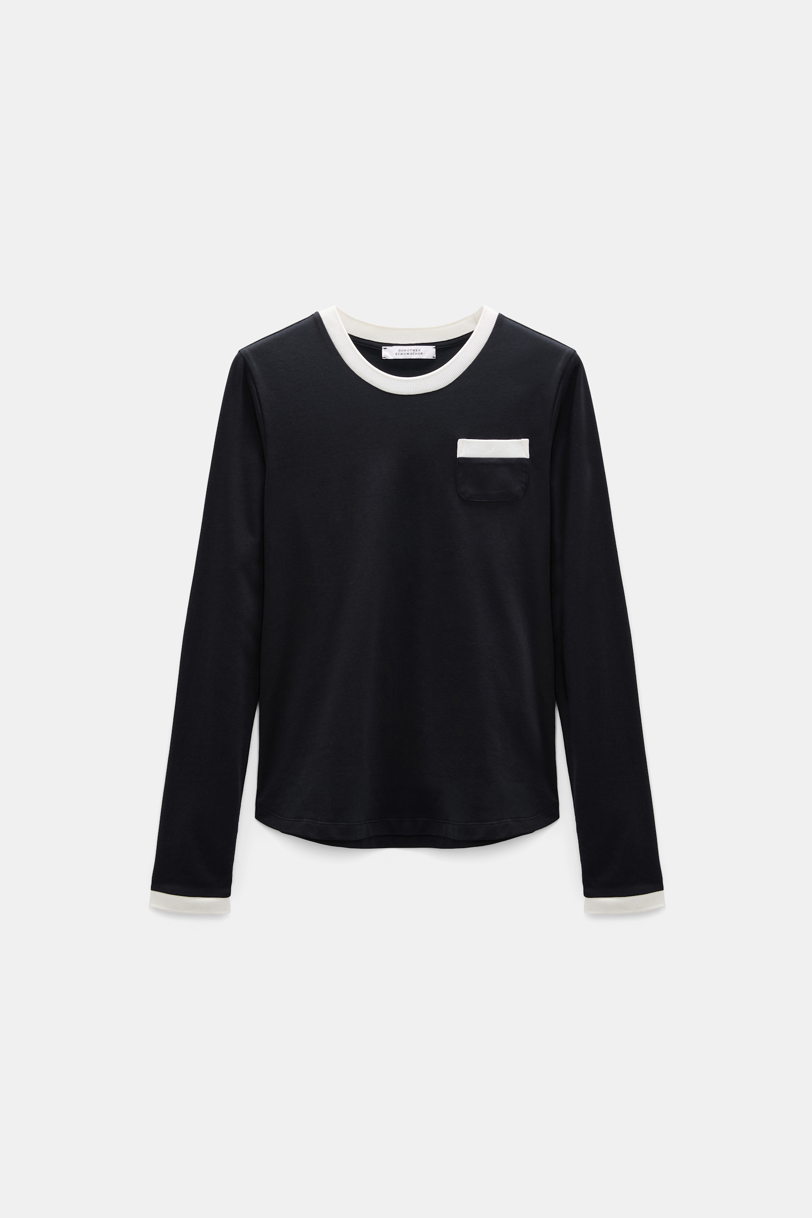 Dorothee Schumacher Longsleeve mit Kontrastbündchen vinyl black Product Front View