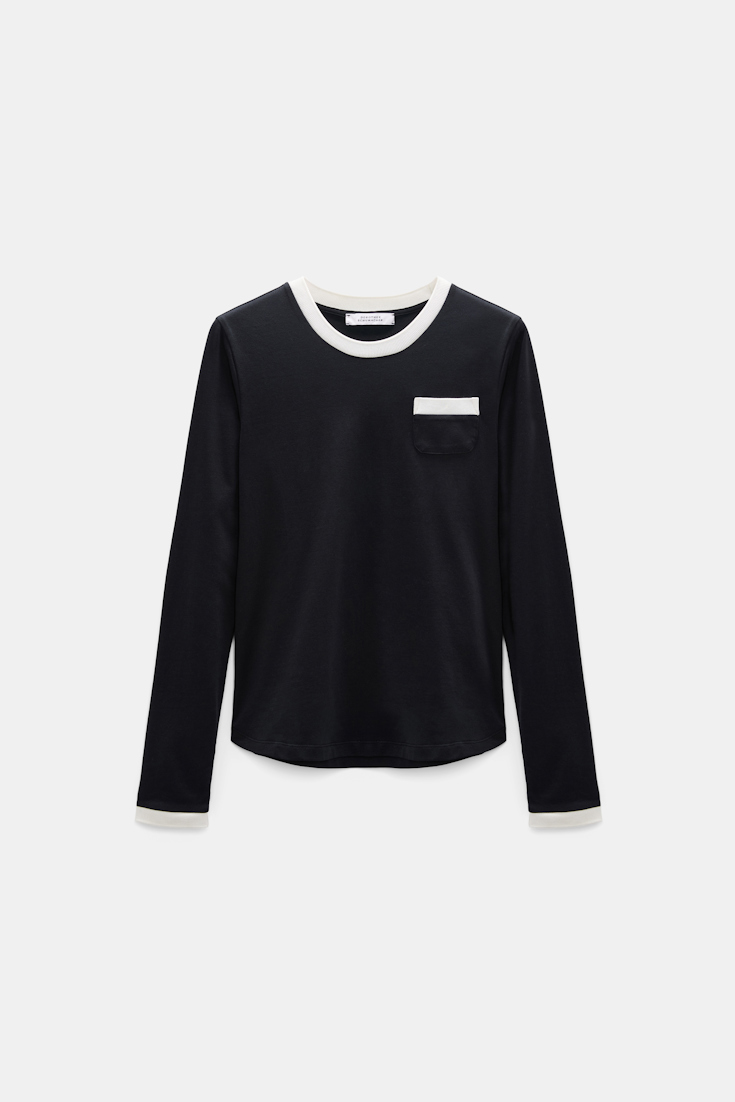 Dorothee Schumacher Longsleeve mit Kontrastbündchen vinyl black Product Front View