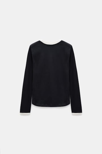 Dorothee Schumacher Longsleeve mit Kontrastbündchen vinyl black Product Detail View