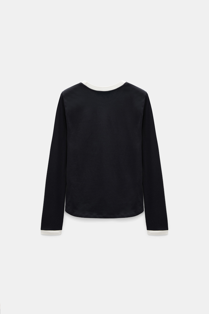 Dorothee Schumacher Longsleeve mit Kontrastbündchen vinyl black Product Detail View