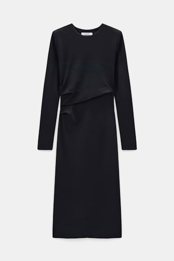 Dorothee Schumacher Travel jersey draped dress vinyl black Product Front View