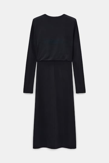 Dorothee Schumacher Travel jersey draped dress vinyl black Product Detail View