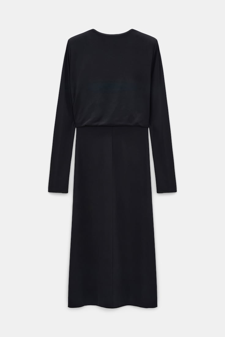 Dorothee Schumacher Travel jersey draped dress vinyl black Product Detail View