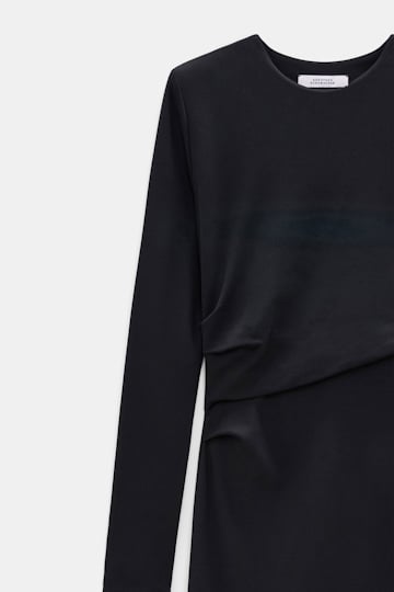 Dorothee Schumacher Travel jersey draped dress vinyl black Product Detail View