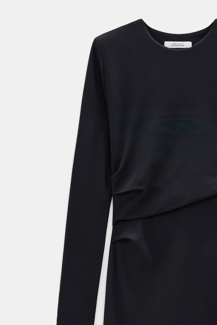 Dorothee Schumacher Travel jersey draped dress vinyl black Product Detail View