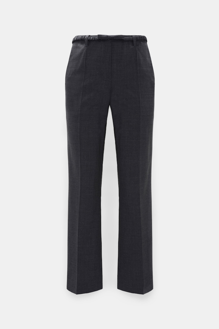 Dorothee Schumacher Lightweight wool belted cigarette pants vinyl black Product Front View