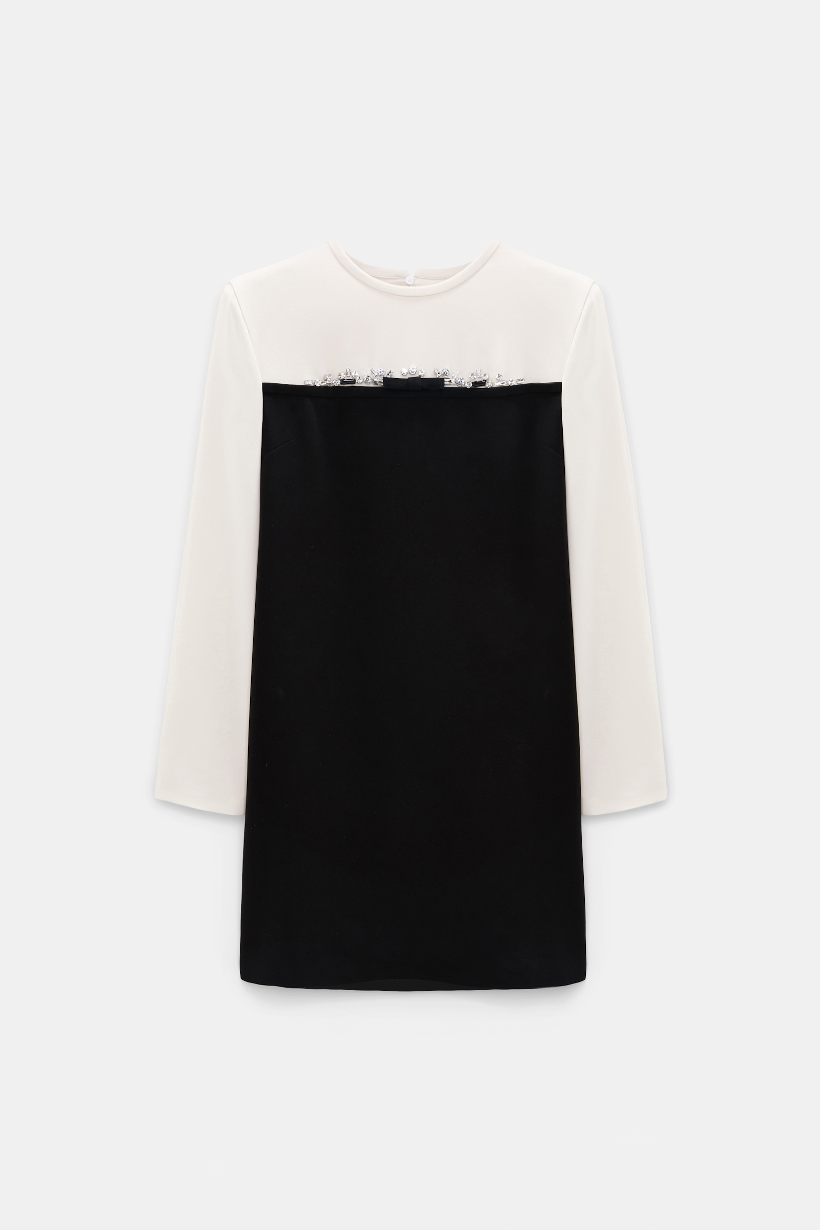 Dorothee Schumacher Mini-Shiftkleid aus japanischem Crêpe cream black patch Product Front View