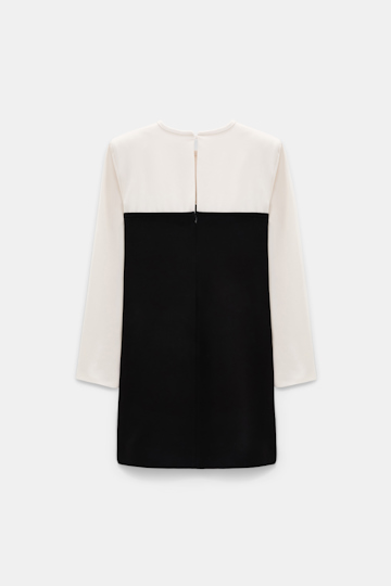 Dorothee Schumacher Mini-Shiftkleid aus japanischem Crêpe cream black patch Product Detail View