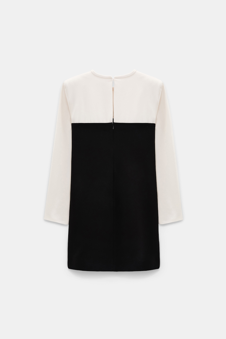 Dorothee Schumacher Mini-Shiftkleid aus japanischem Crêpe cream black patch Product Detail View