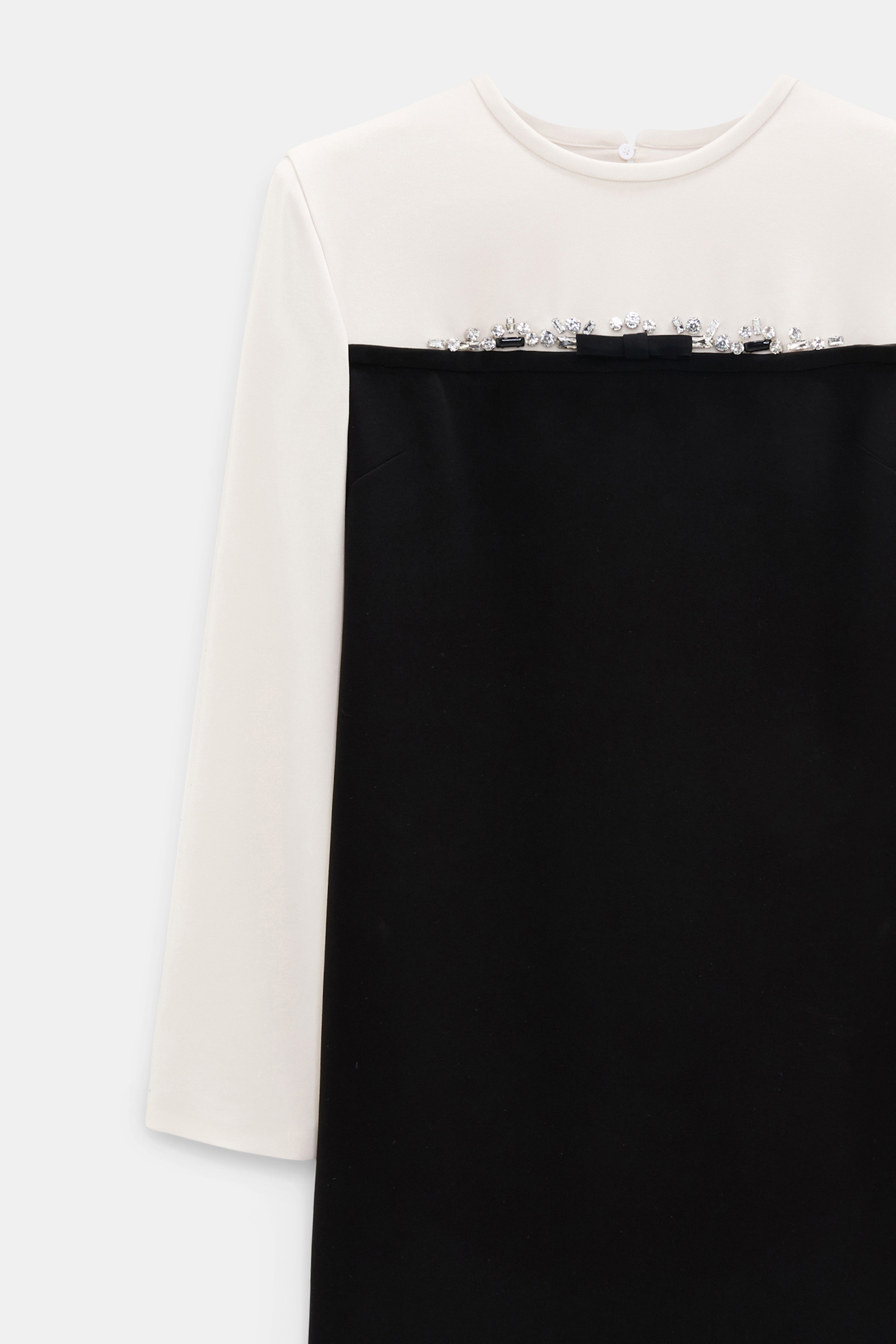 Dorothee Schumacher Mini-Shiftkleid aus japanischem Crêpe cream black patch Product Detail View