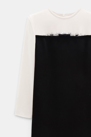 Dorothee Schumacher Mini-Shiftkleid aus japanischem Crêpe cream black patch Product Detail View