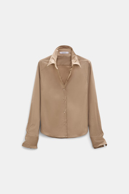 Dorothee Schumacher Cropped Bluse aus Stretch-Popeline almond