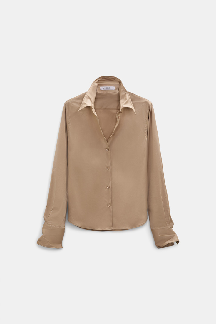 Dorothee Schumacher Cropped Bluse aus Stretch-Popeline almond Product Front View