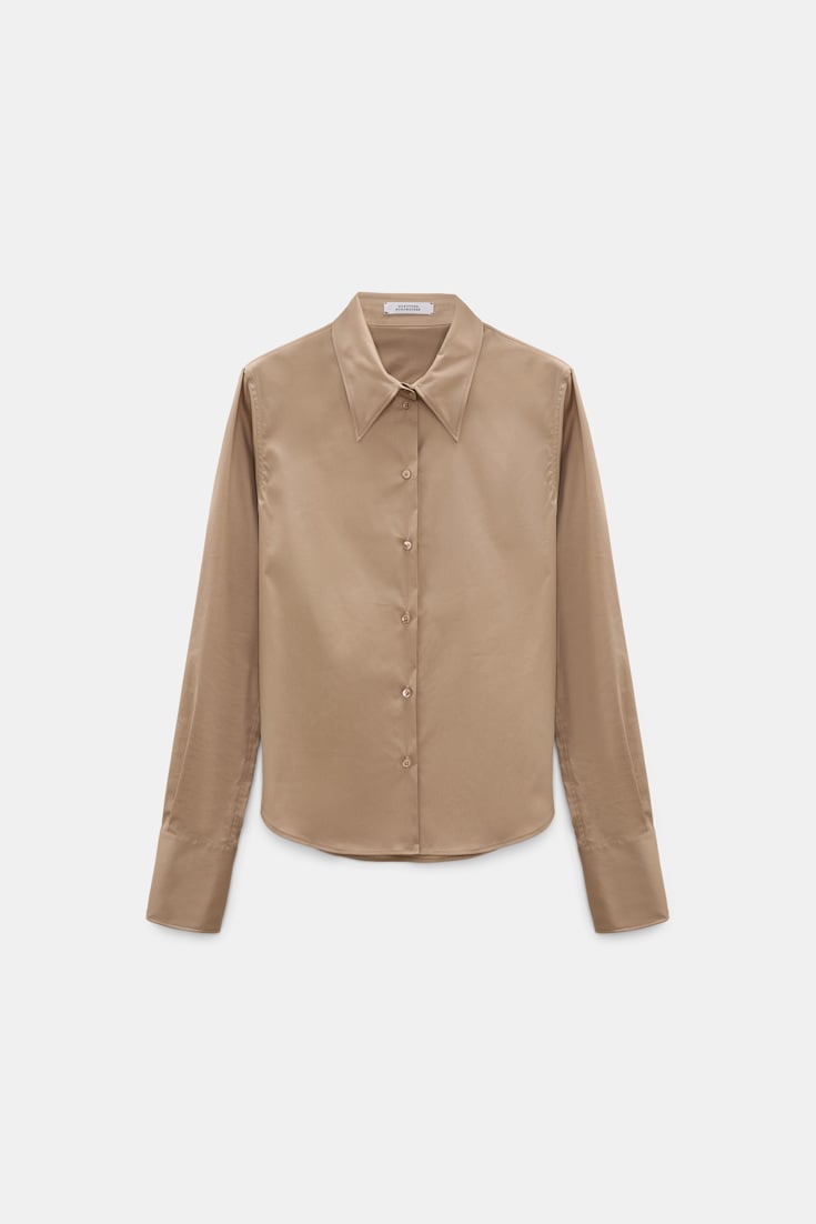 Dorothee Schumacher Cropped Bluse aus Stretch-Popeline almond Product Detail View