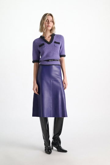 Dorothee Schumacher Leather skirt violet Model Front View