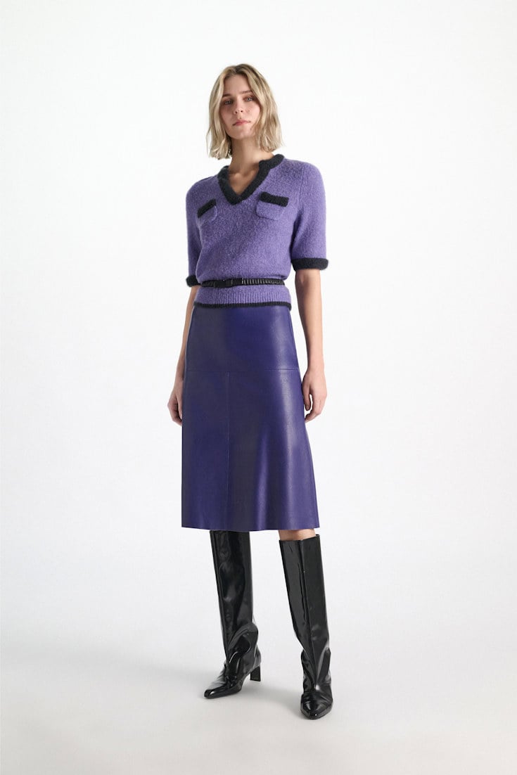 Dorothee Schumacher Leather skirt violet Model Detail View