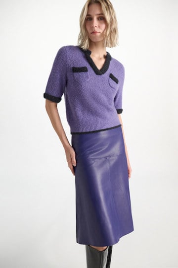 Dorothee Schumacher Leather skirt violet Model Detail View