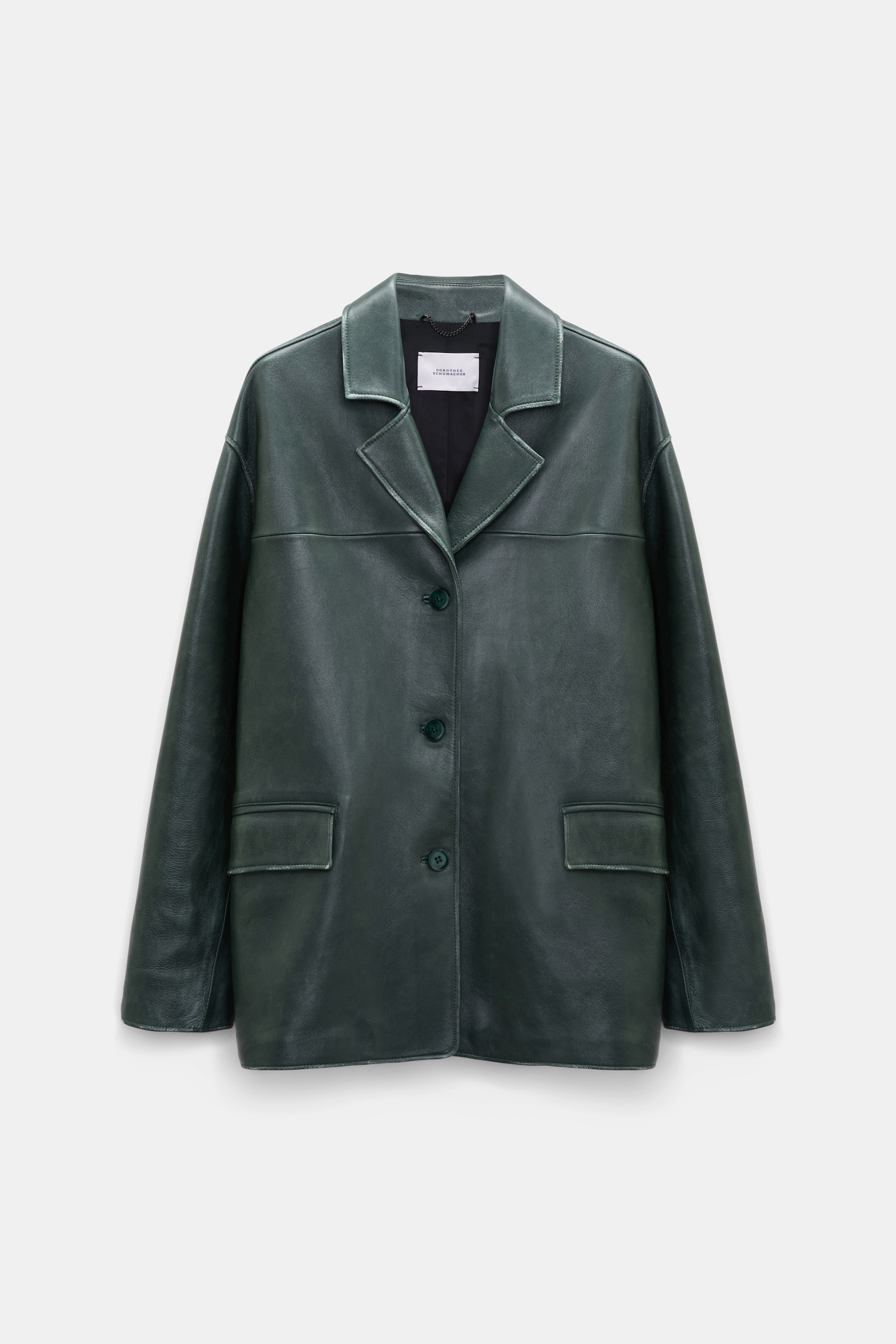 Dorothee Schumacher Oversized leather blazer emerald Product Front View